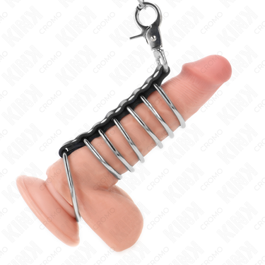 Anelli pene in metallo con catena e pelle, controllo intenso 100 cm